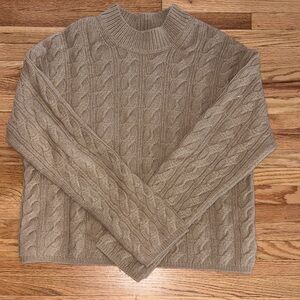 Vince Cable Knit Crewneck Sweater in Taupe